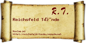 Reichsfeld Tünde névjegykártya